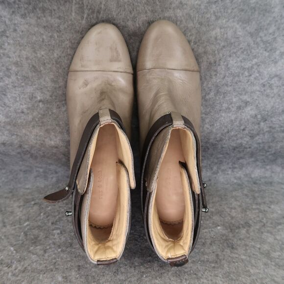 Rag & Bone Shoes Womens 35 Bootie Harrow Stacked Heel Cap Toe Leather Strap Gray - Picture 10 of 16